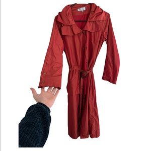 Red windbreaker trench coat
